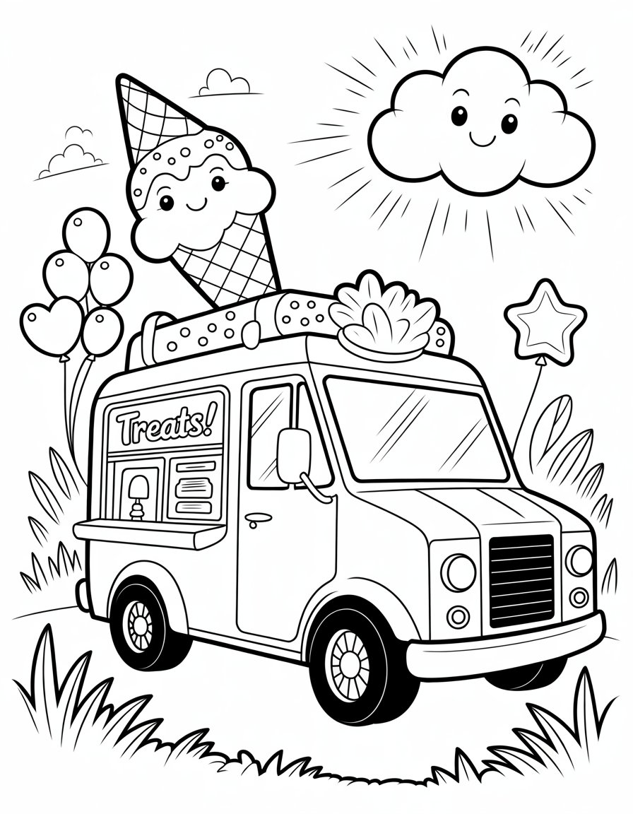 ice cream truck coloring page