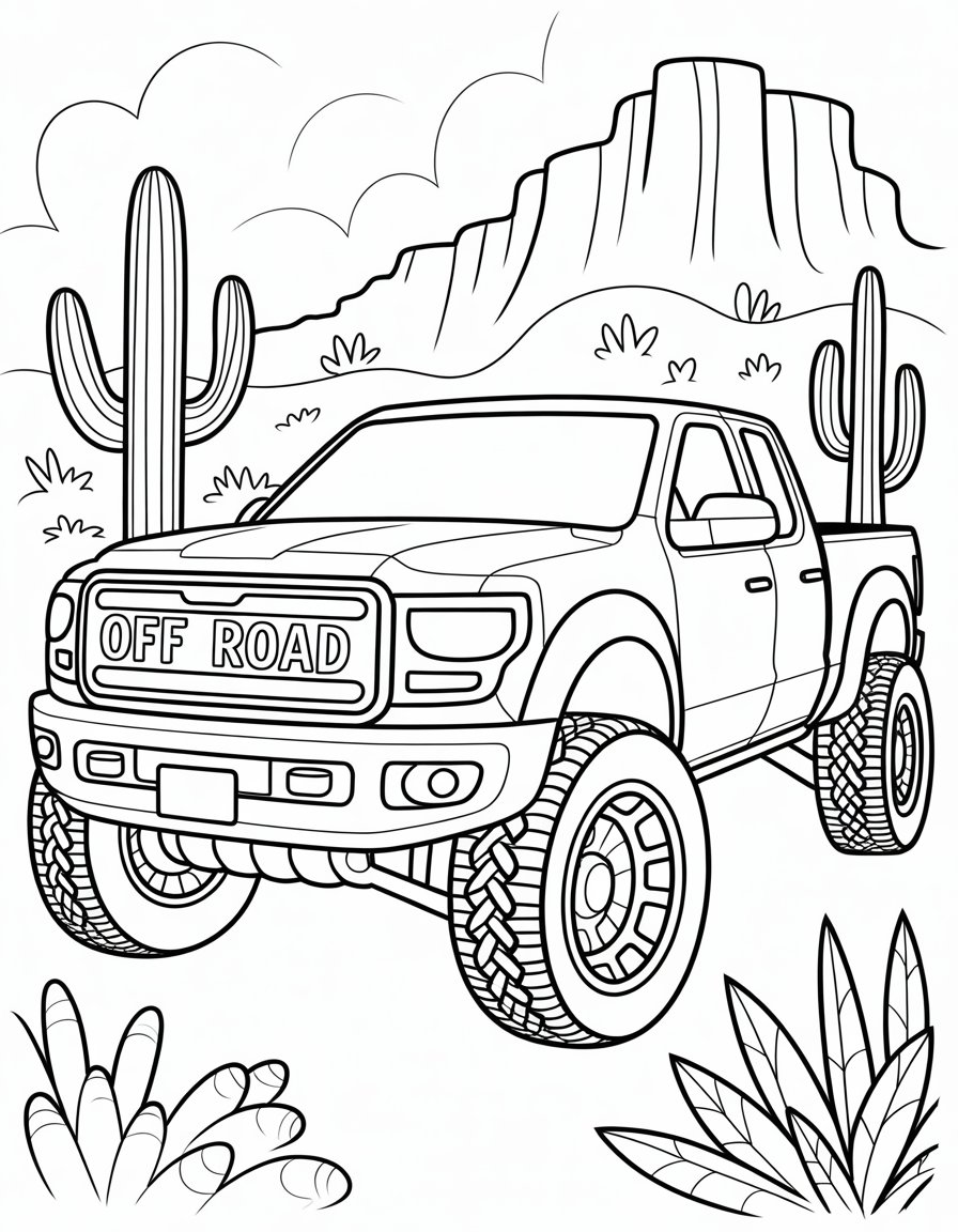 lifted truck coloring page