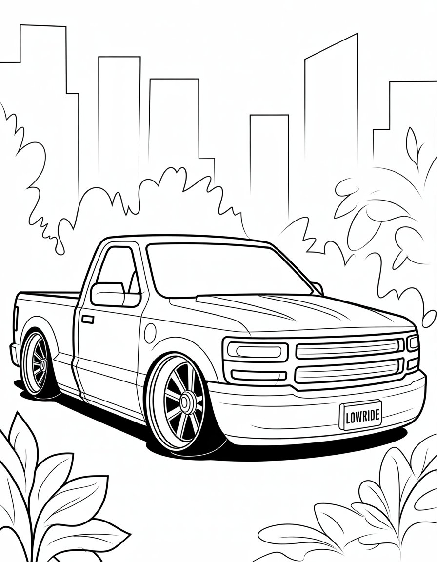 lowered truck coloring page