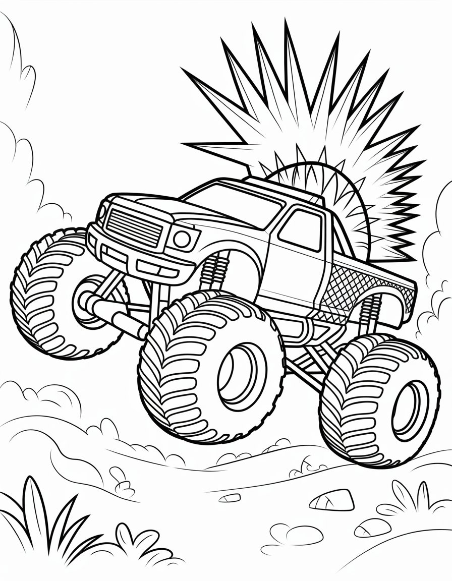 mohawk warrior monster truck coloring page