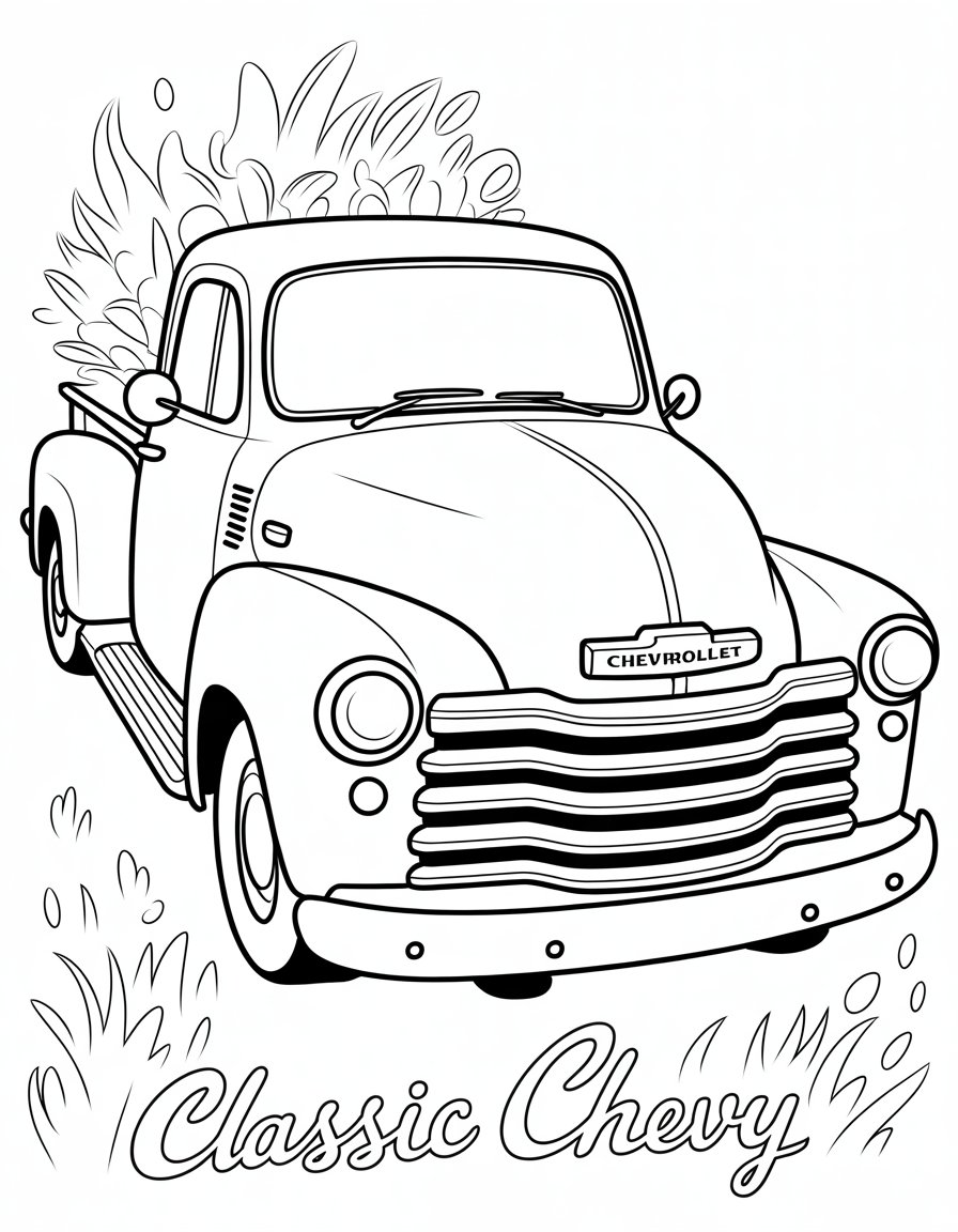 old chevy truck coloring page