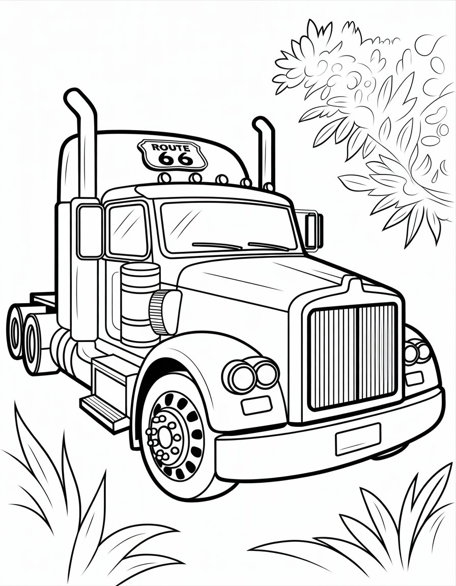realistic truck coloring page