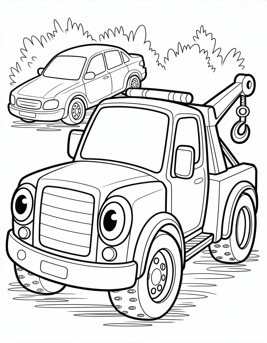 tow truck coloring page