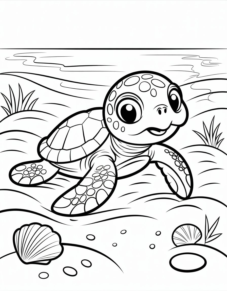 baby sea turtle coloring page