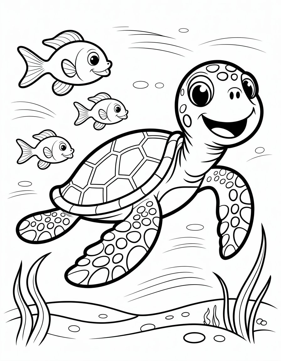 cute sea turtle coloring page