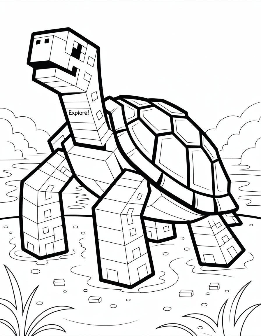 minecraft turtle coloring page