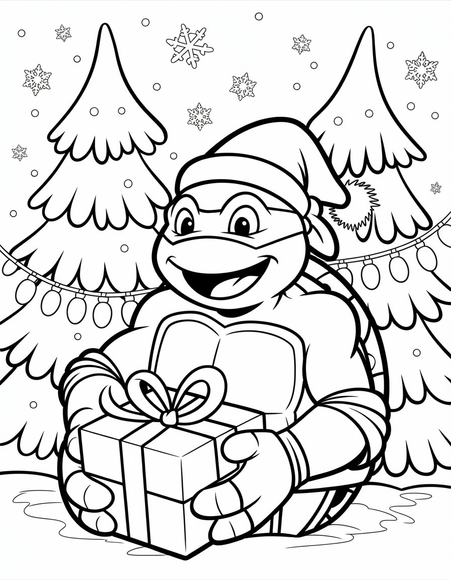 ninja turtle christmas coloring page