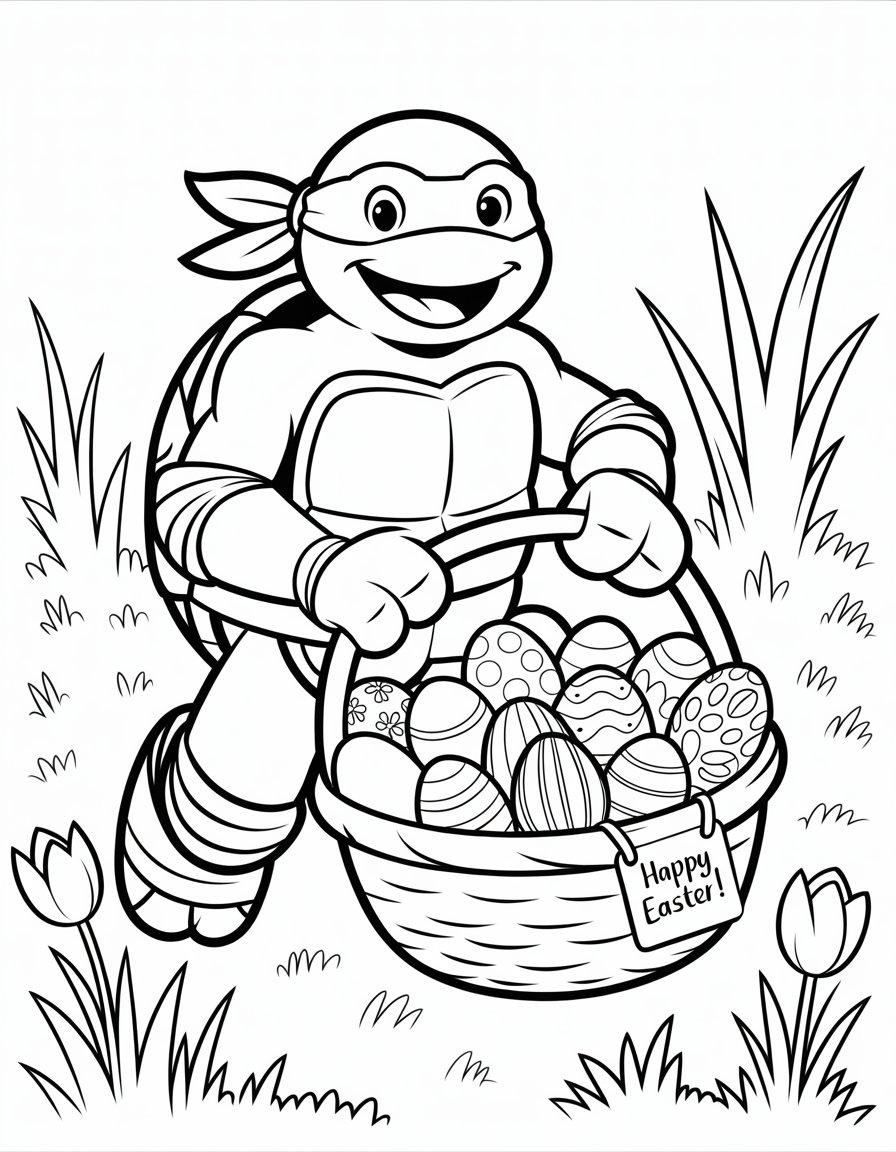 ninja turtle easter coloring page