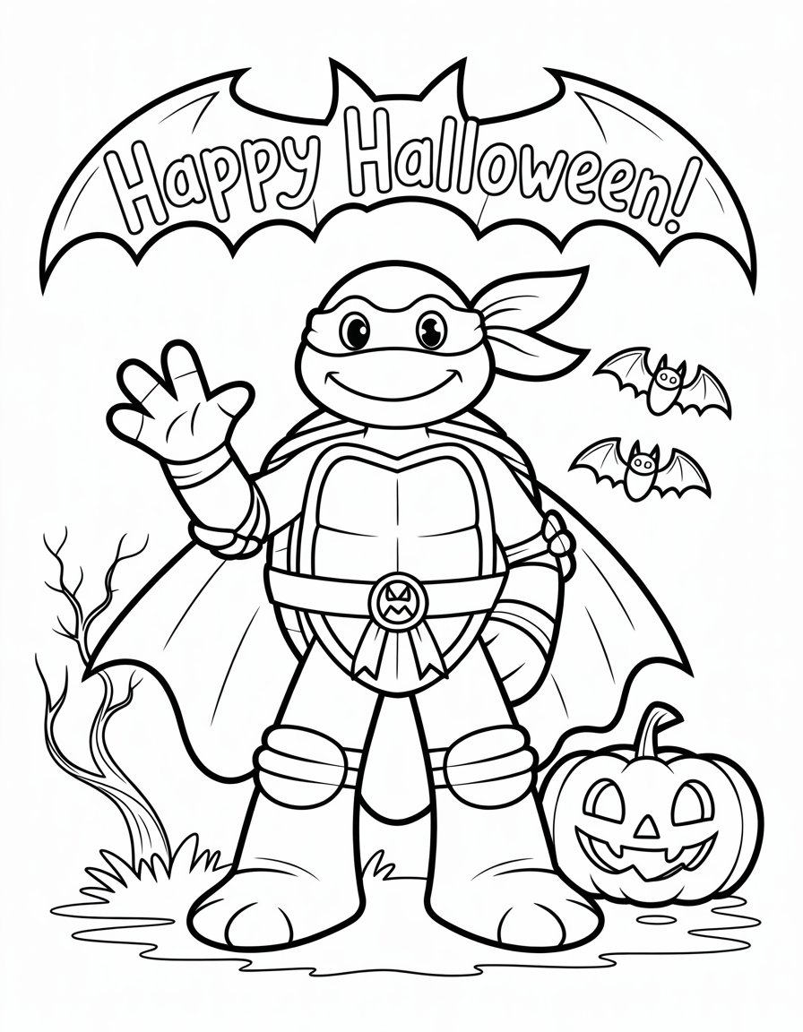 ninja turtle halloween coloring page