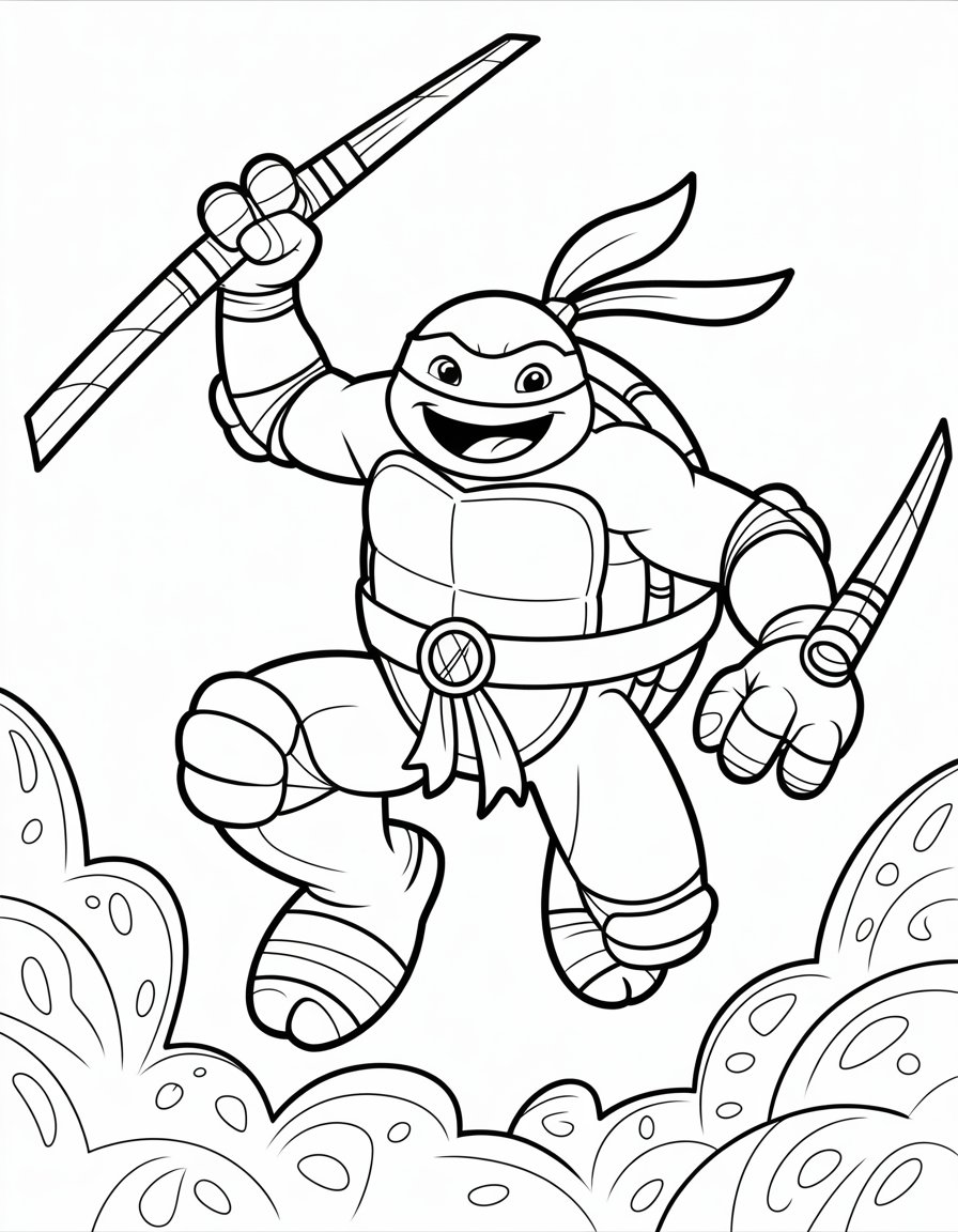 ninja turtle michelangelo coloring page