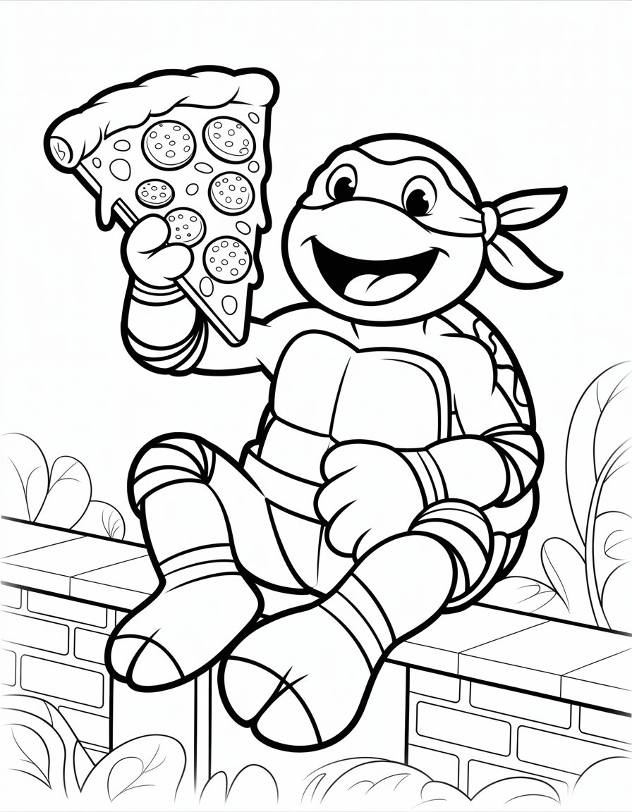 ninja turtle pizza coloring page