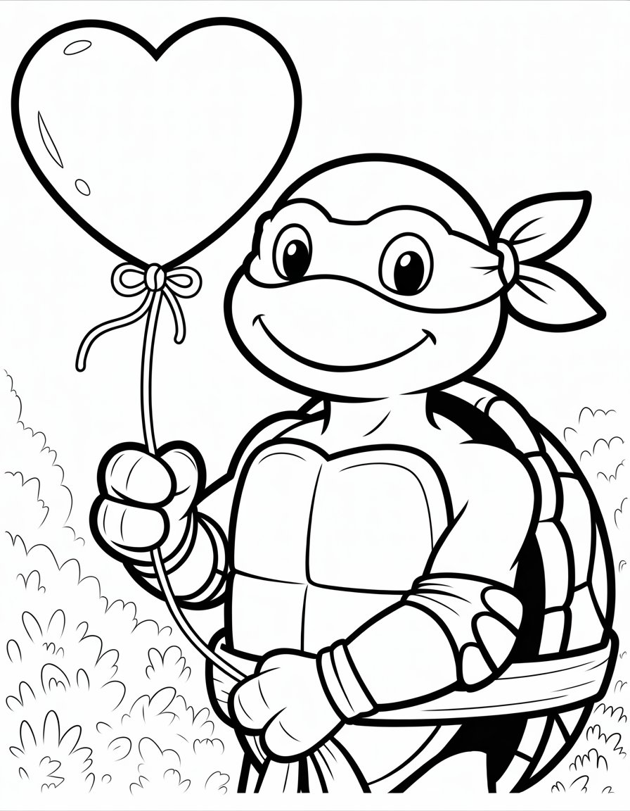 ninja turtle valentine coloring page