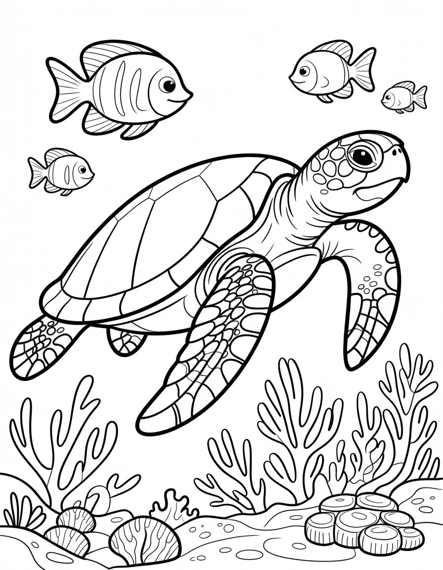 realistic sea turtle coloring page