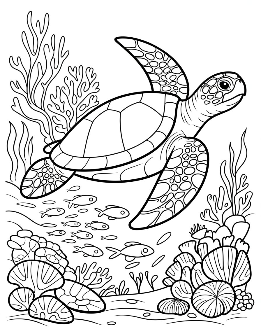 sea turtle coloring page for adults