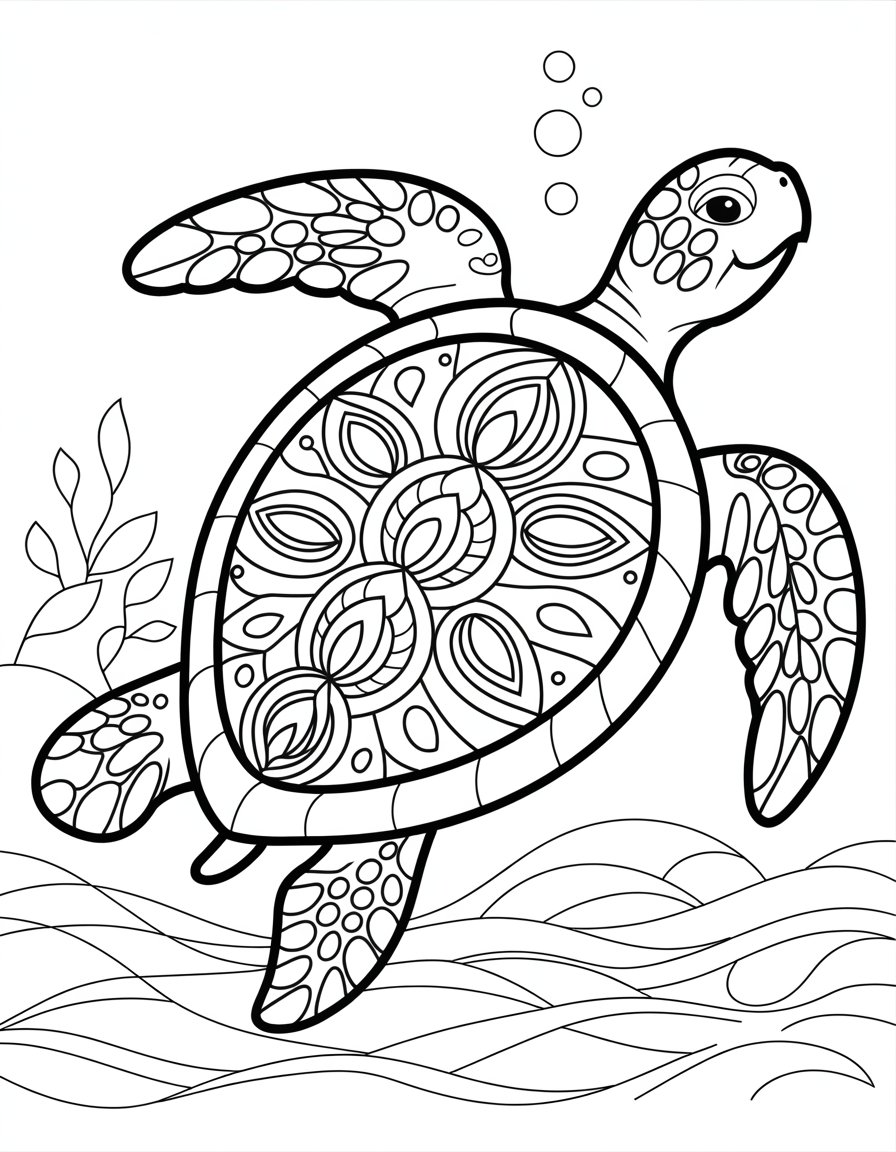 sea turtle mandala coloring page