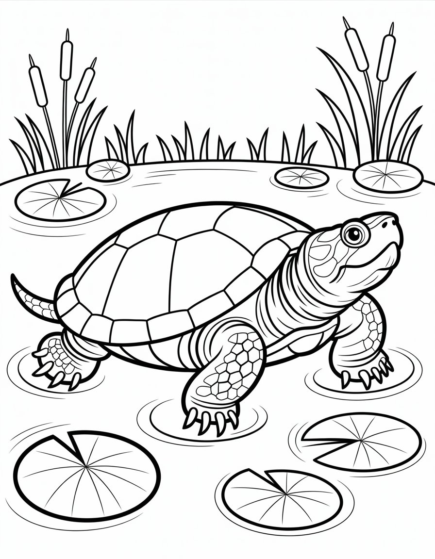 snapping turtle coloring page