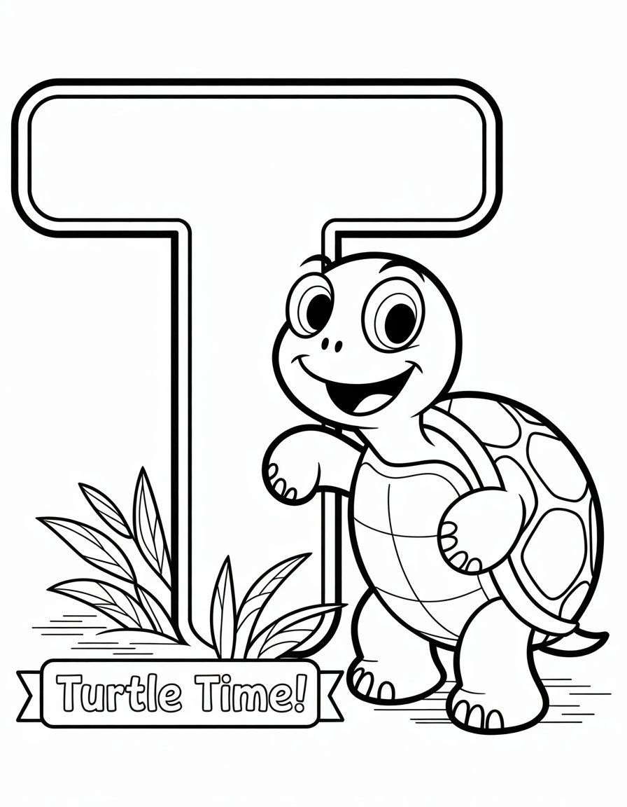 t is for turtle coloring page