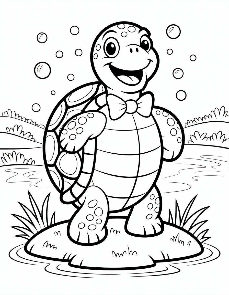 turtle cartoon coloring page