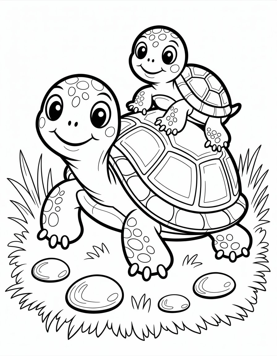 turtle family coloring page