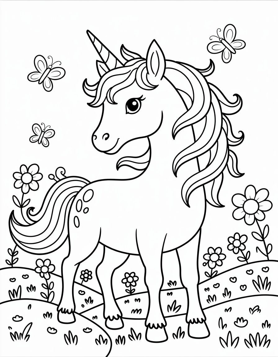 beautiful unicorn coloring page