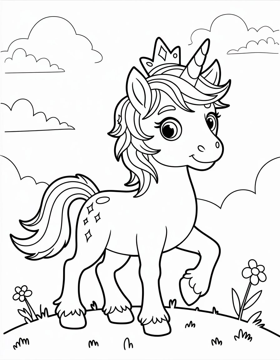 boy unicorn coloring page
