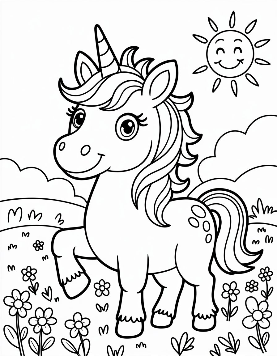 cartoon unicorn coloring page