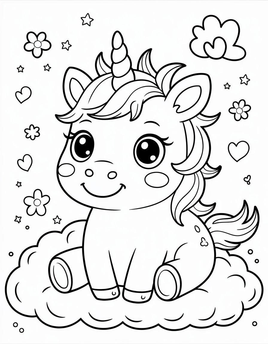cute unicorn coloring page