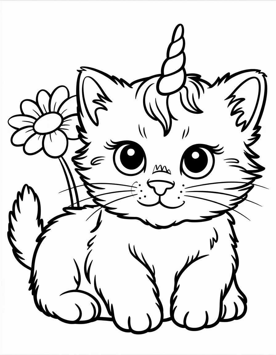 cute unicorn kitty coloring page