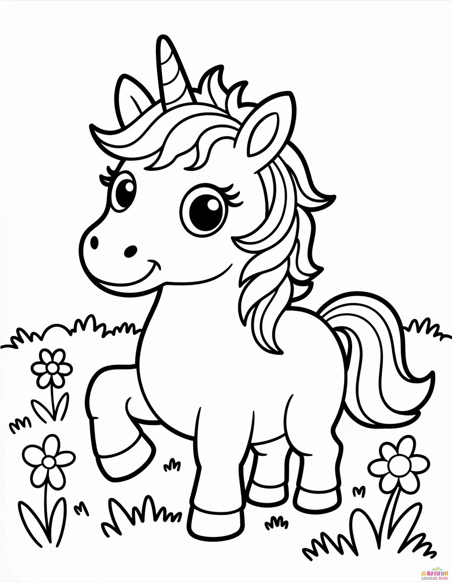 easy unicorn coloring page