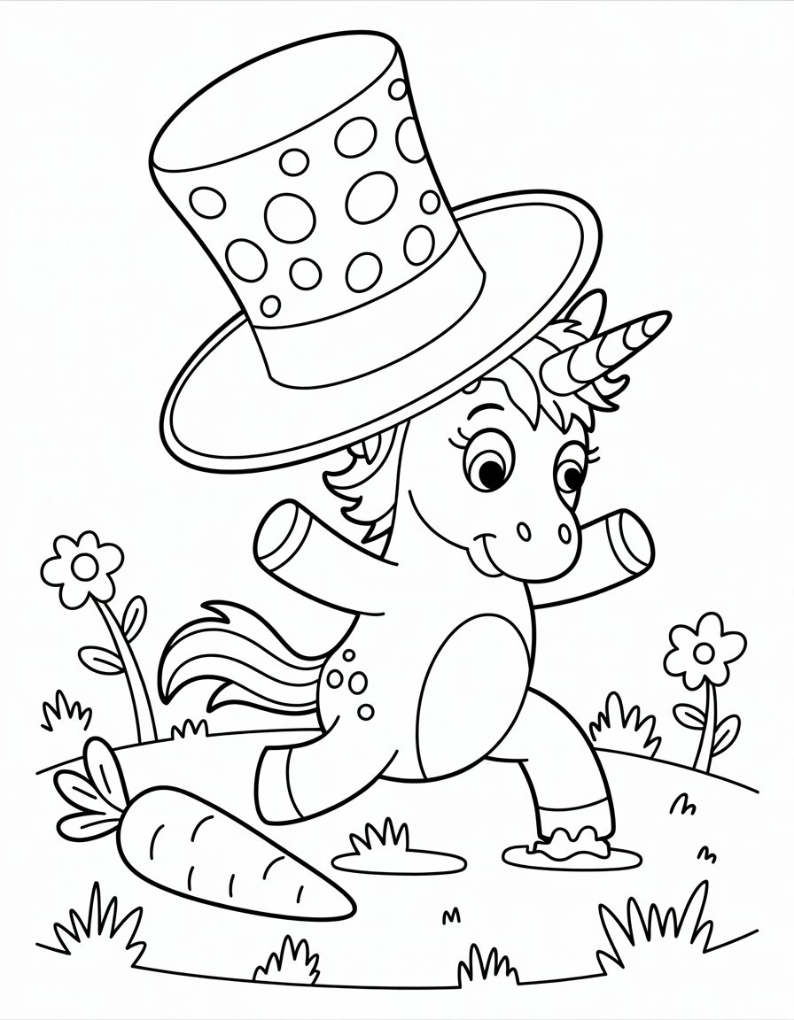 funny unicorn coloring page