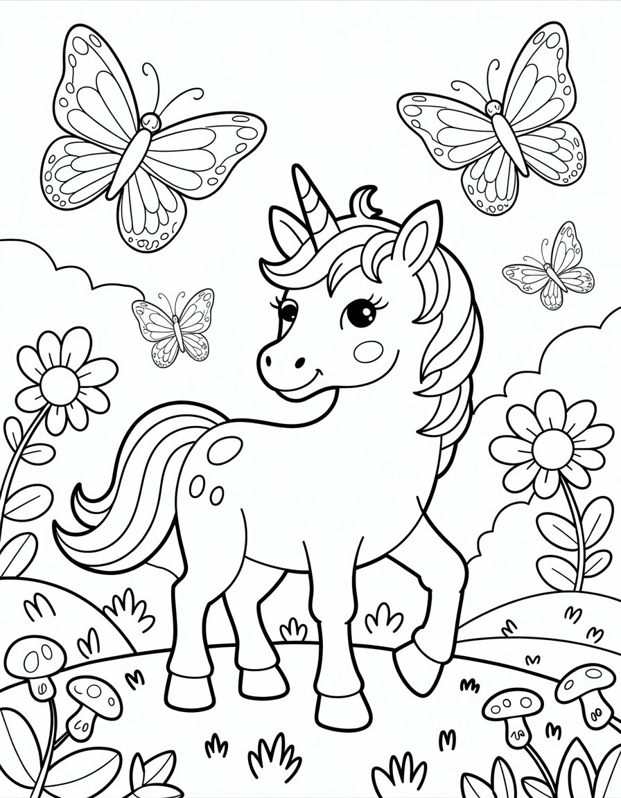 kids coloring page unicorn