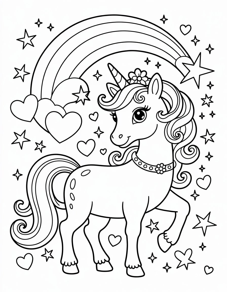 lisa frank unicorn coloring page