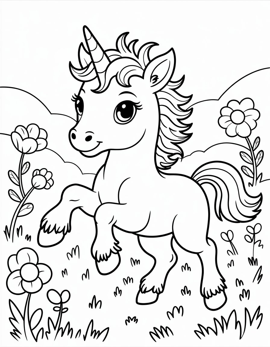 little unicorn coloring page