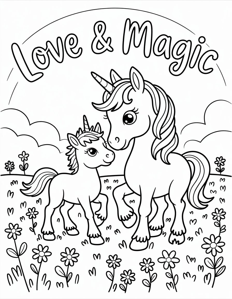 mommy unicorn coloring page