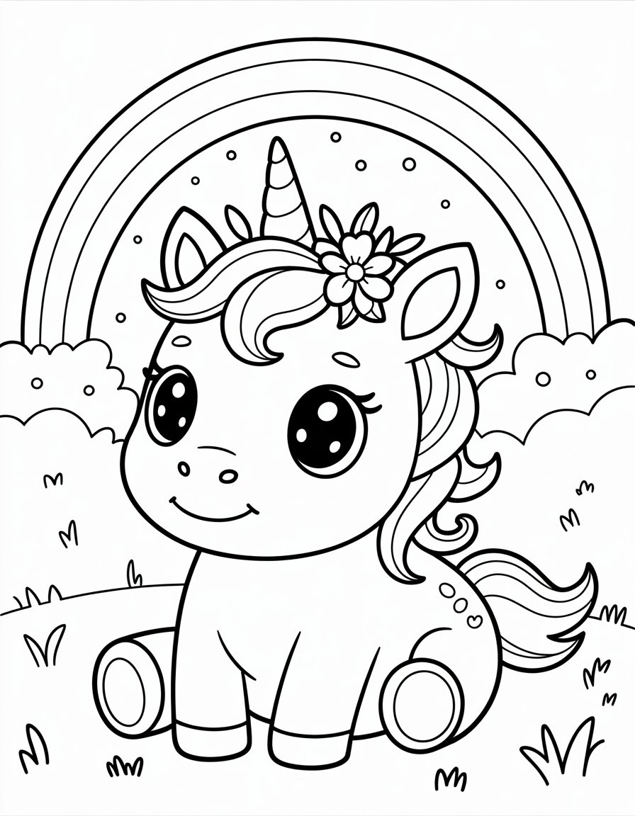 rainbow baby unicorn coloring page