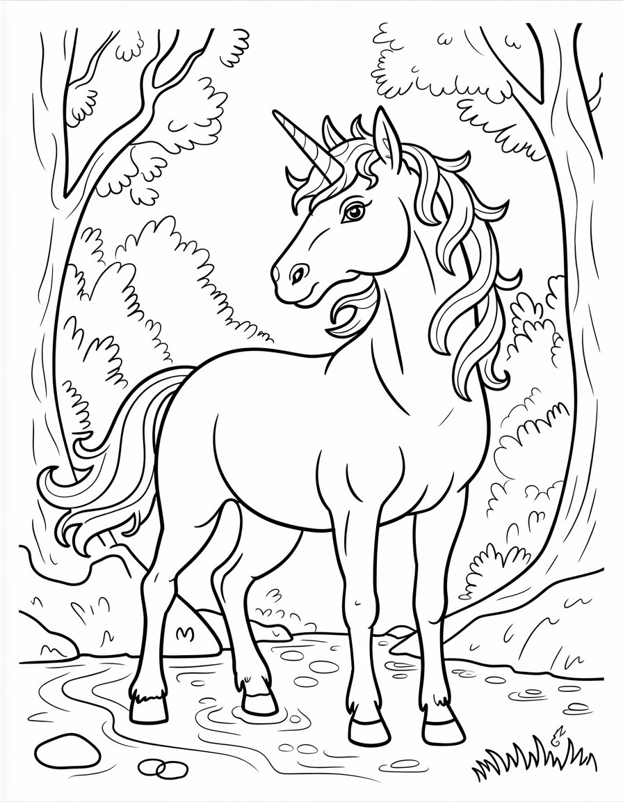 realistic hard unicorn coloring page
