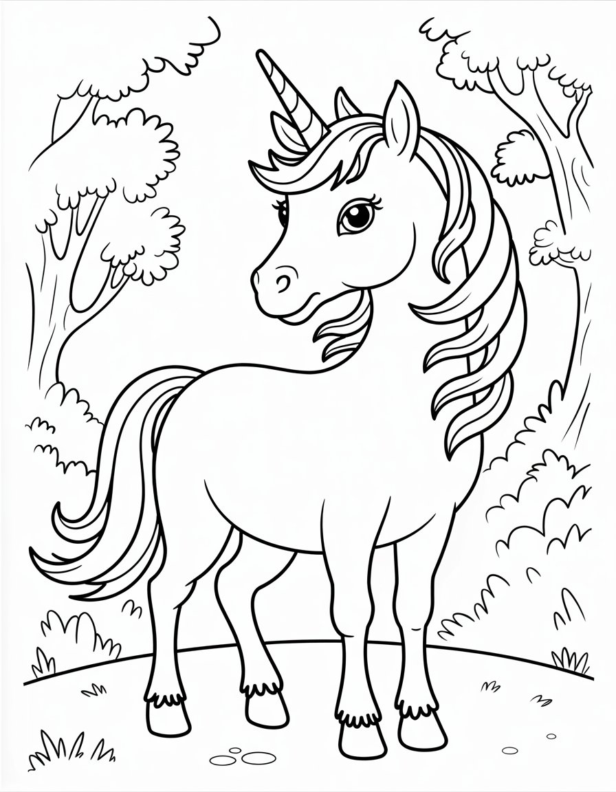 realistic unicorn coloring page