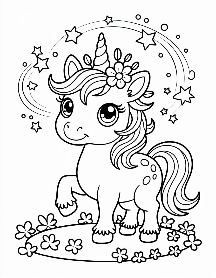 small unicorn coloring page