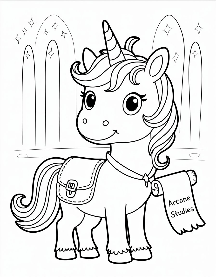 unicorn academy coloring page