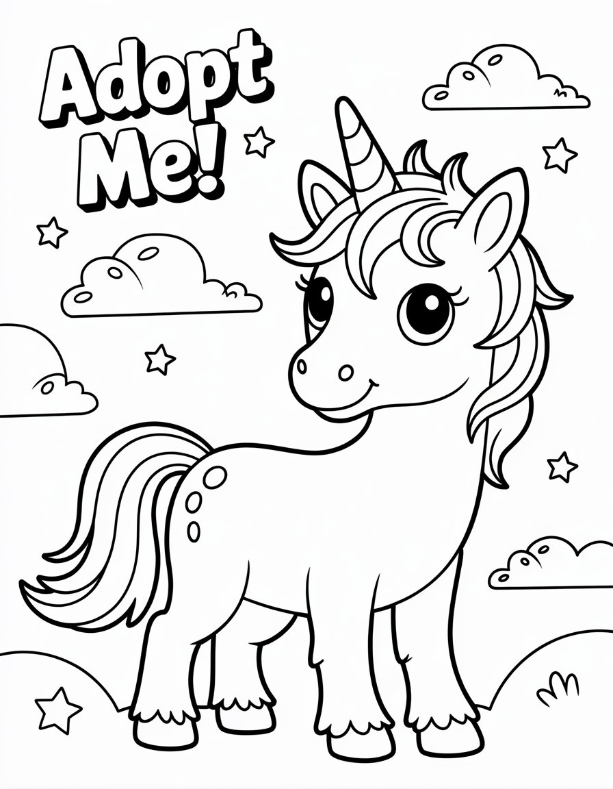 unicorn adopt me coloring page