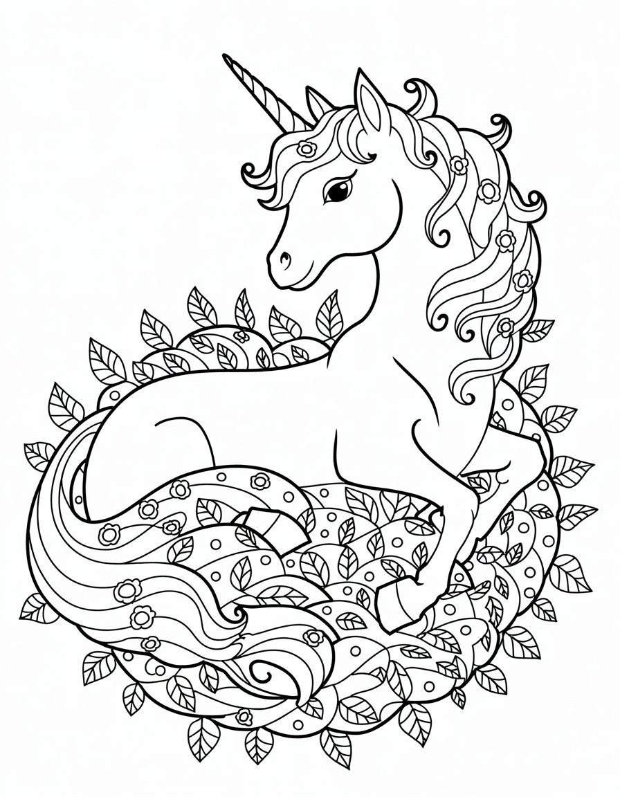 unicorn adult coloring page