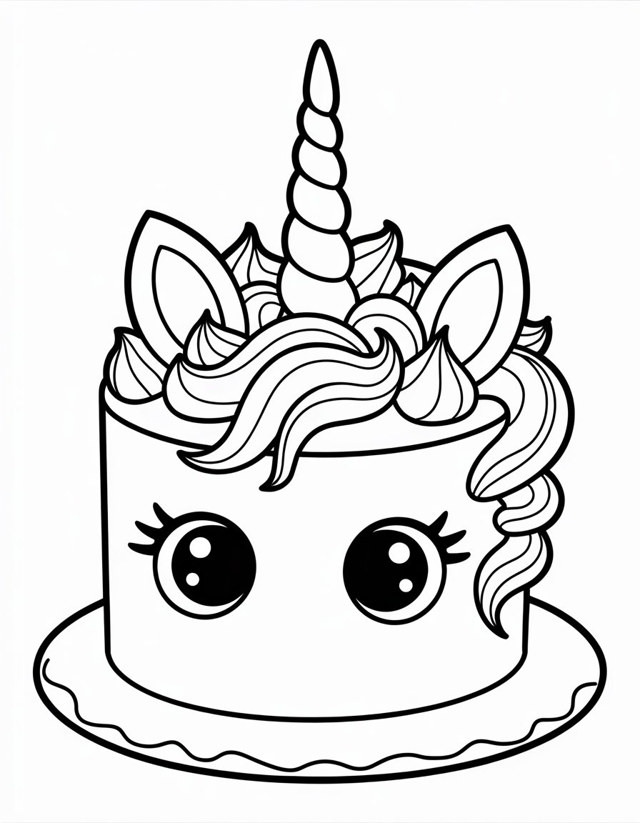 unicorn cake coloring page