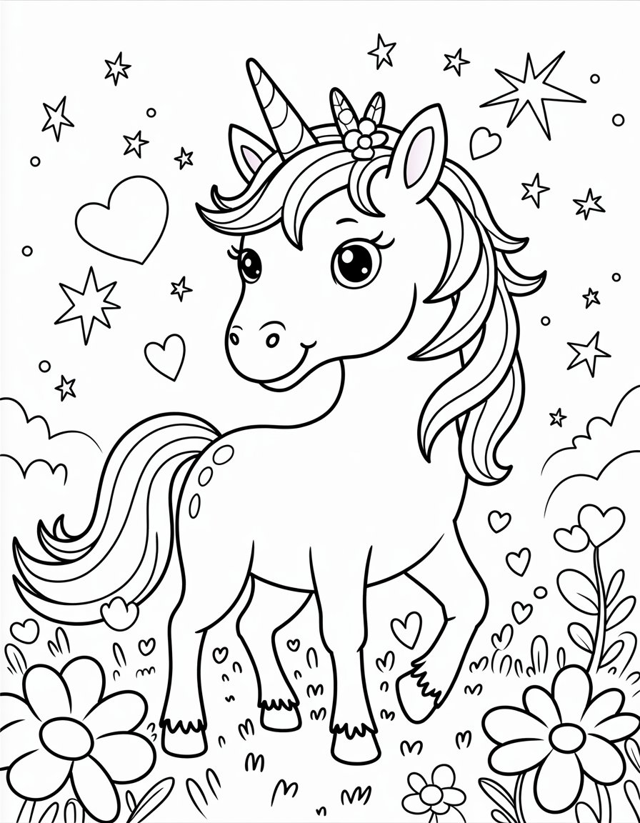 unicorn coloring page for girls