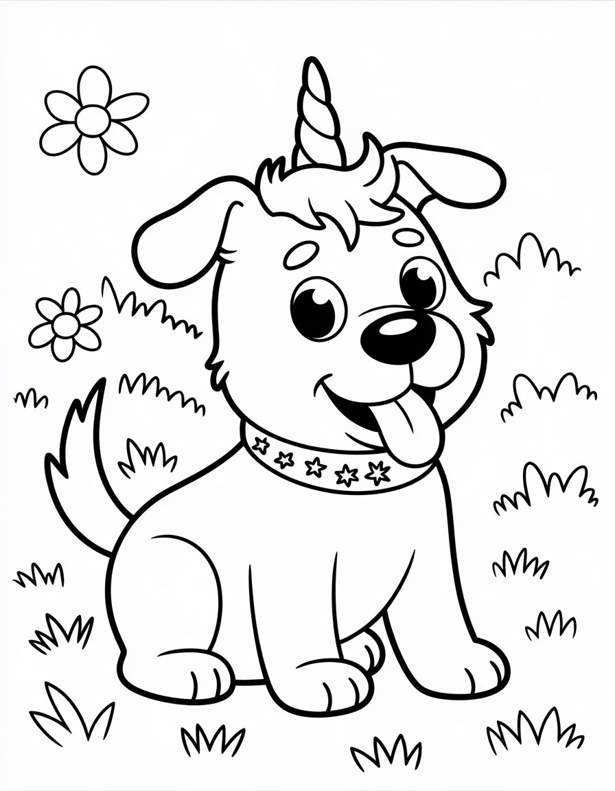 unicorn dog coloring page