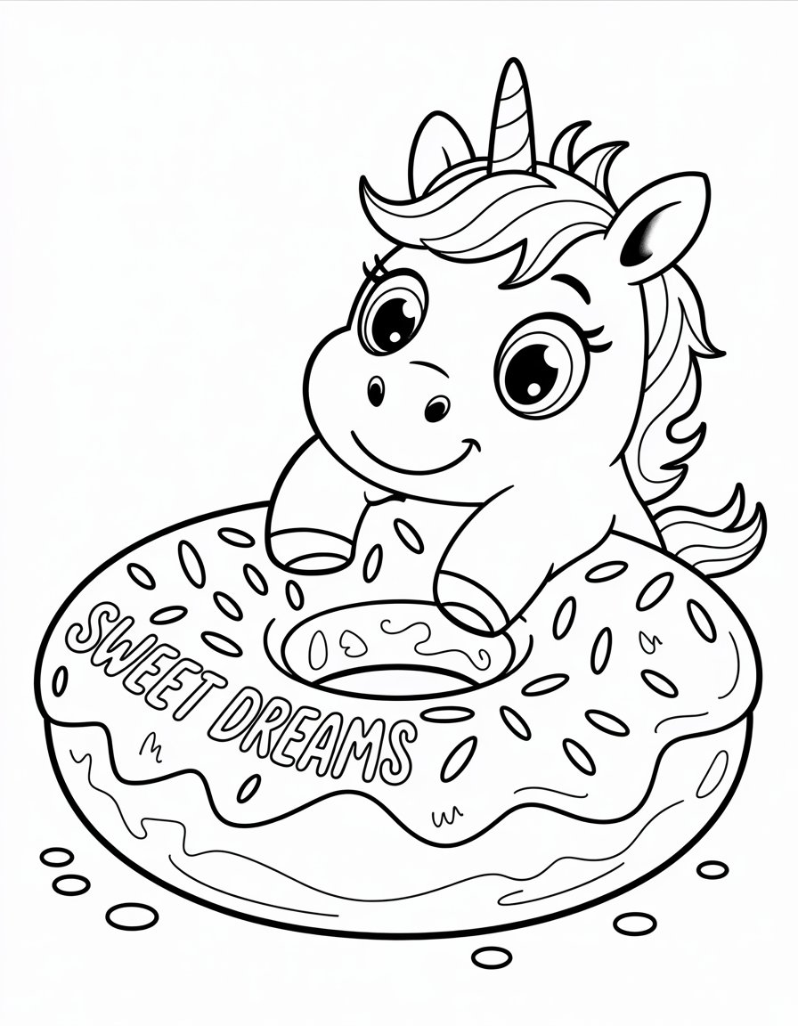 unicorn donut coloring page