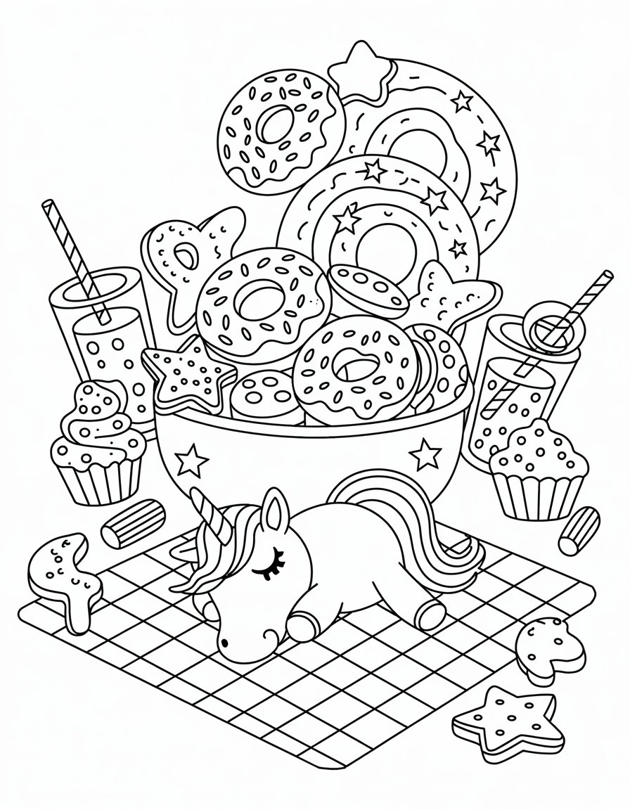 unicorn food coloring page