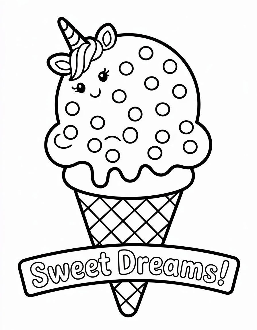 unicorn ice cream coloring page