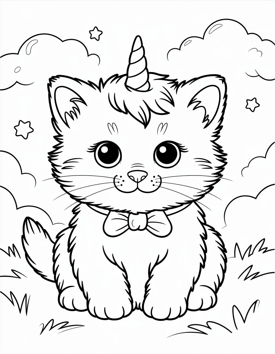 unicorn kitten coloring page