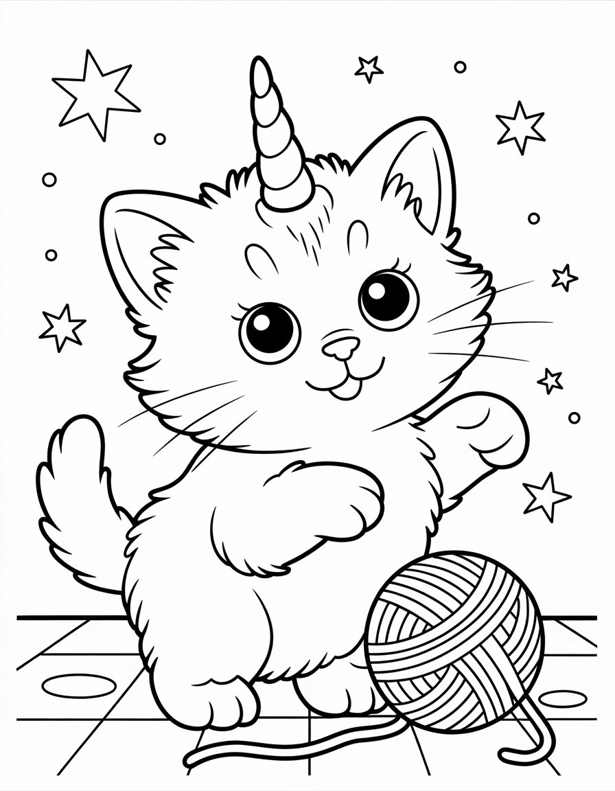 unicorn kitty cat coloring page