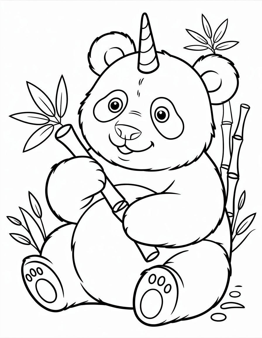 unicorn panda coloring page